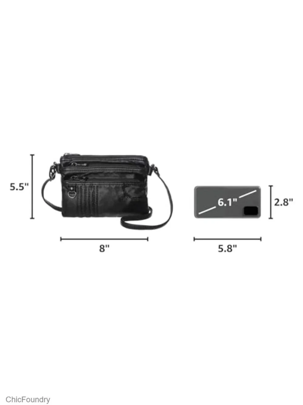 Small Crossbody Purse with Multiple Zipper Pockets Vegan Leather Everyday